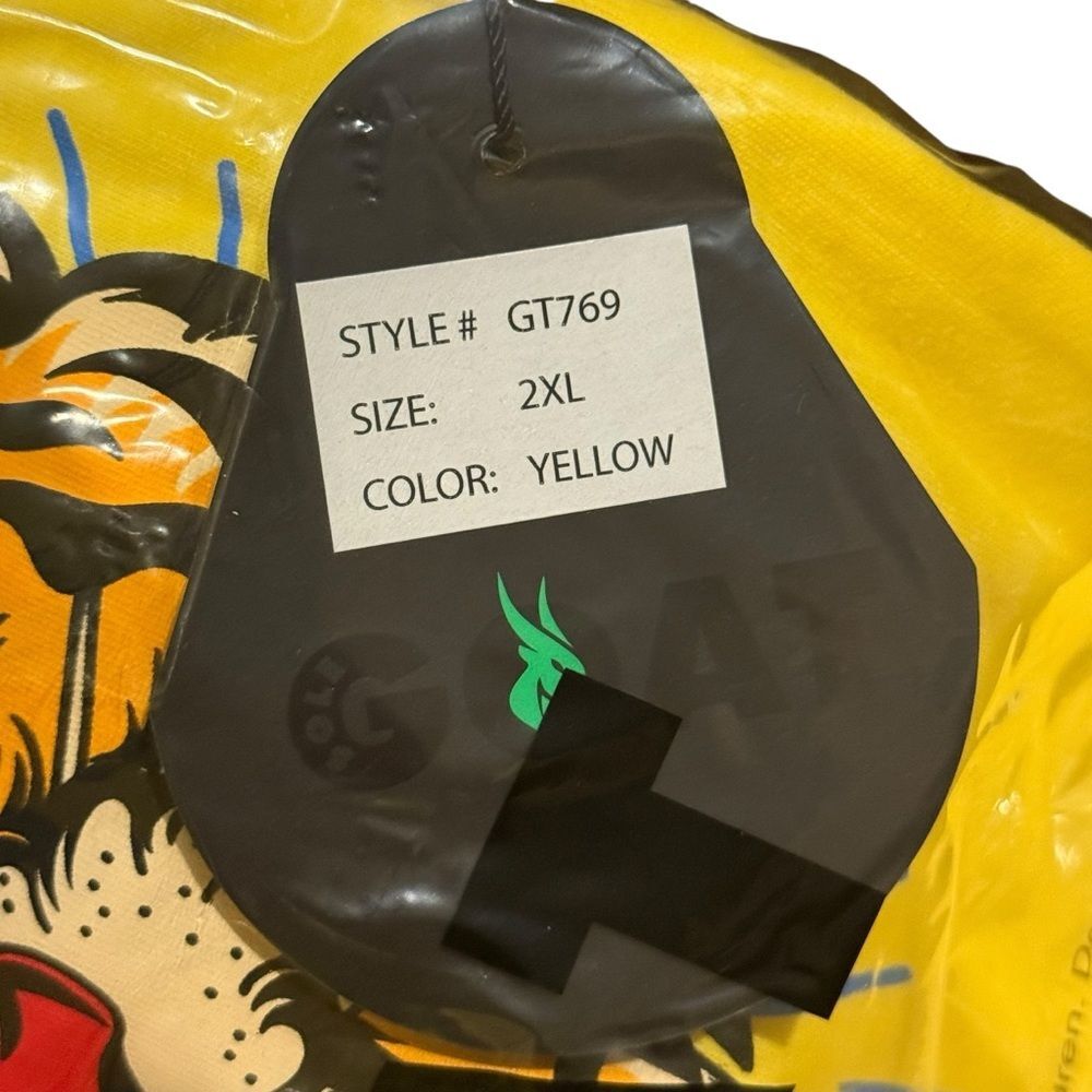 NWT Sole Goat Vibrant Yellow 'Live Wild' Tiger Graphic Tee Striped Sleeves-2XL - Picture 8 of 8